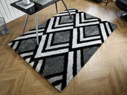 Velvet Bijjoux Black-Grey Rug - 80 x 150