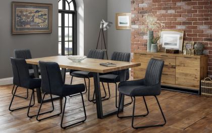 Brooklyn Dining Set with 4 Soho Chairs - Oak / Guntmeal