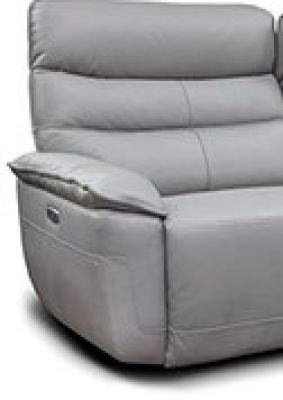 Cadiz Leather 1 Seater Recliner Sofa - Light Grey