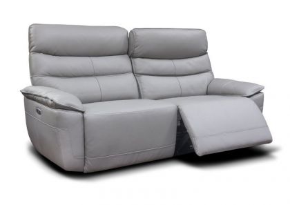 Cadiz Leather 2 Seater Recliner Sofa 2RR - Light Grey