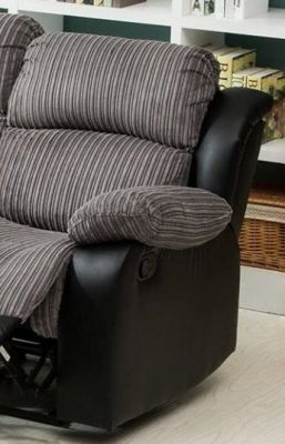 California Fabric 1 Seater Recliner Sofa - Grey / Black