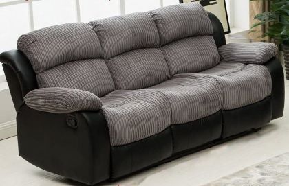 California Fabric 3 Seater Sofa - Grey / Black