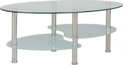 Cara Coffee Table - Clear Glass / Frosted Glass / Silver