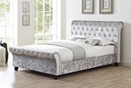 Casablanca Crushed Velvet Double Bed 4ft 6in - Grey