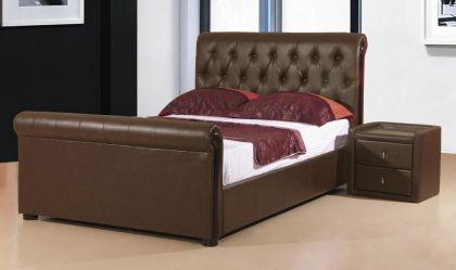 Caxton Leather Storage King Size Bed 5ft - Brown