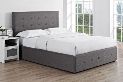 Chanel Fabric Ottoman Double Bed 4ft 6in - Grey Linen