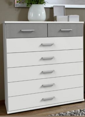 Click Chest of Drawers 5+2 - White / Concrete Light Grey