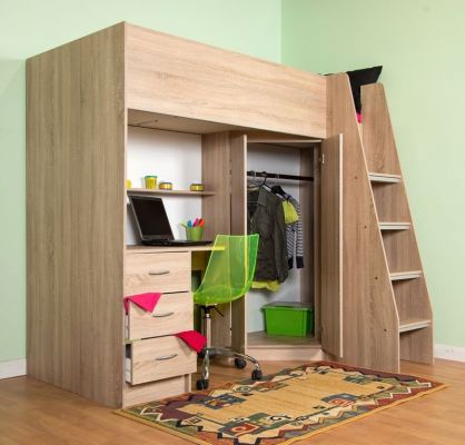 Oak high sleeper shop bed