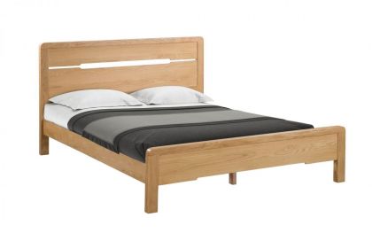 Curve Oak Double Bed 4ft 6in - Natural
