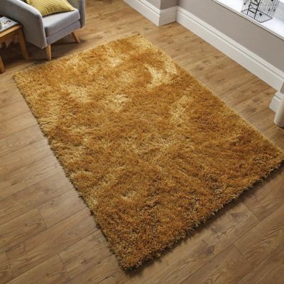 Daazle Shaggy Rug Ochre Plain - 120 x 170