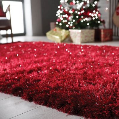 Daazle Shaggy Rug Red Plain - 120 x 170