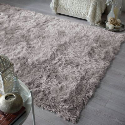 Daazle Shaggy Rug Silver Plain - 80 x 150