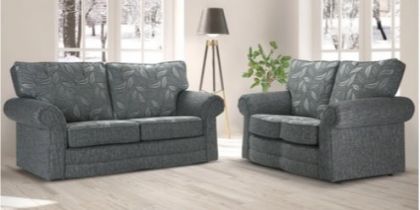 Davina Fabric Suite 3+2 - Dundee Silver