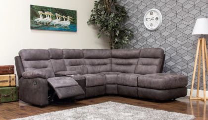 Dillon Fabric Recliner Corner Sofa RHF - Grey Charcoal