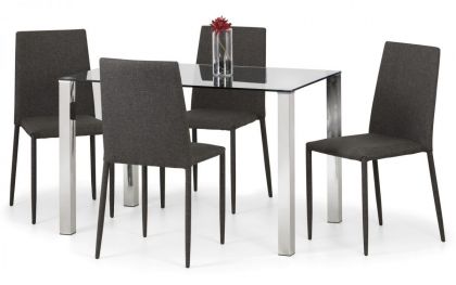 Enzo & Jazz Glass Dining Set 4 Chairs - Grey