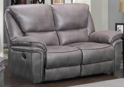 Edwardo Air Leather 2 Seater Recliner Sofa - Grey