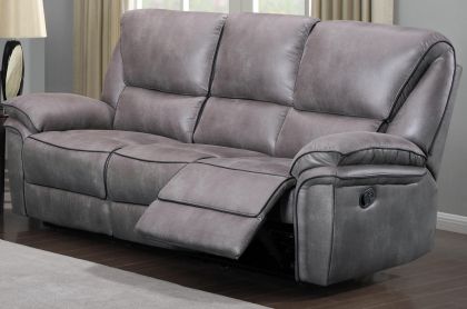 Edwardo Air Leather 3 Seater Recliner Sofa - Grey