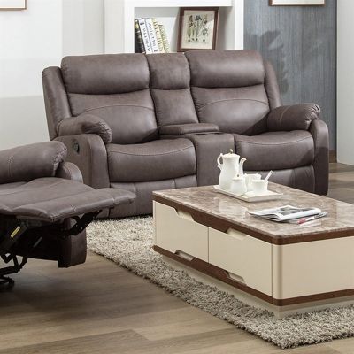Erica Fabric 2 Seater Sofa with Cupholder - Brown