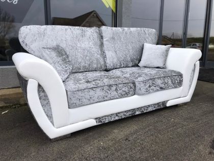 Genoa Crushed Velvet Fabric 3 Seater Sofa - FIXED BACK