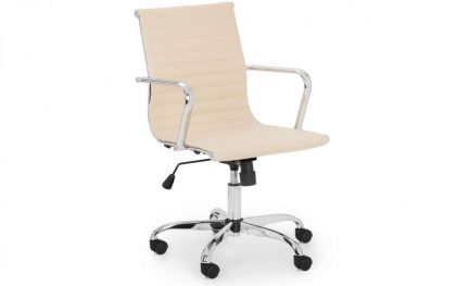 Gio Office Chair - Ivory & Chrome