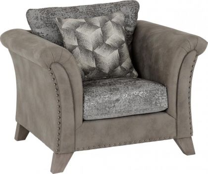 Grace Fabric 1 Seater Sofa - Silver / Grey