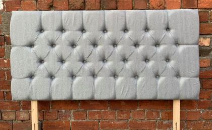 HB Fabric Headboard Chesterfield Woven Double - Grey