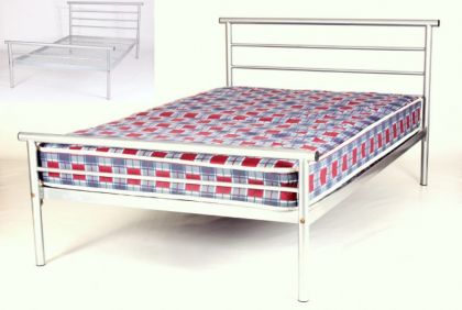 Hercules Contract Metal Double Bed - Silver