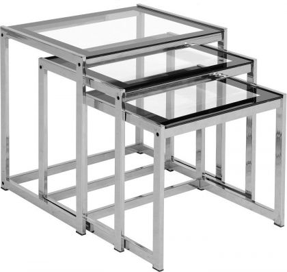 Hanley Nest of Tables - Clear Glass / Chrome