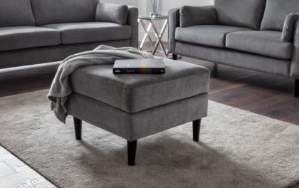 Hayward Ottoman - Grey Chenille