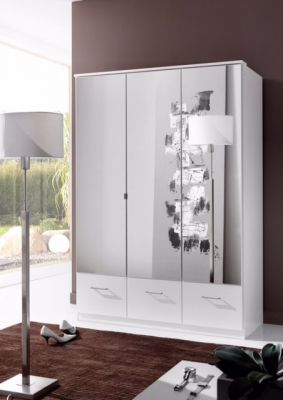 Imago 3 Door 3 Drawer 135cm Mirrored Wardrobe - WHITE