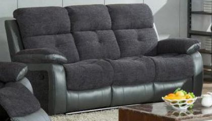 Kinsale Fabric 3 Seater Recliner Sofa - Grey