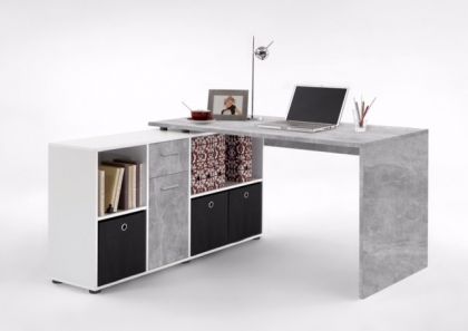 Lex Desk - Concrete / White