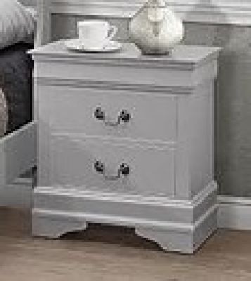 Louise Grey 2 Drawer Bedside Locker - DC