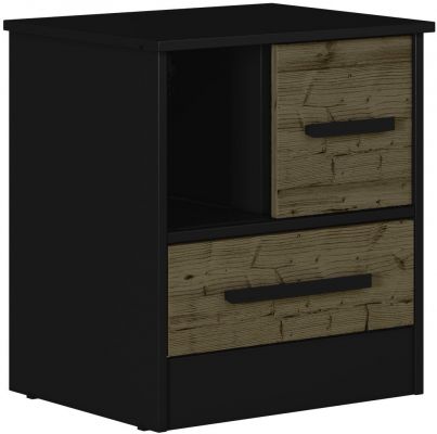 Madrid Bedside - Black/Acacia Effect