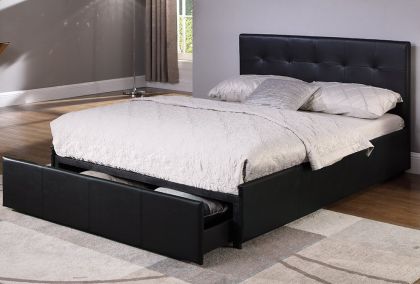 Mabel Drawer End Leather KING SIZE Bed 5ft - Black