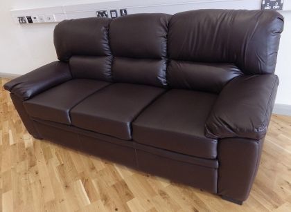 Silvia Leather GEL 3 Seater Sofa - Dark Brown
