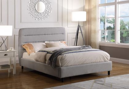 Malibu Velvet Double Bed 4ft 6in - Light Grey