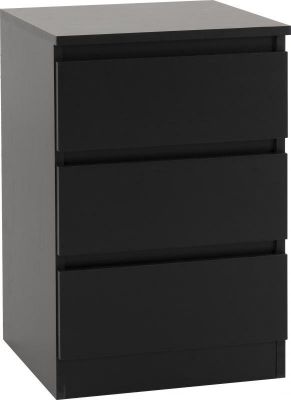 Malvern 3 Drawer Bedside - Black