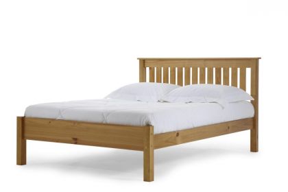 Manila Pine Double Bed 4ft 6in Antique - Low Foot End