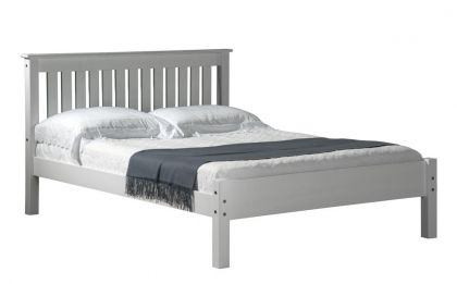 Manila Small Pine Double Bed 4ft White - Low Foot End