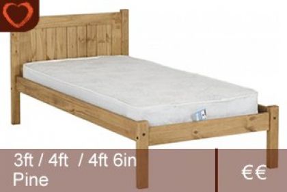 Maya Pine Small Double Bed - Distressed Waxed