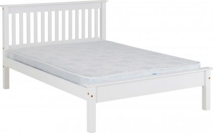 Monaco King Size Bed 5ft White - Low Foot End