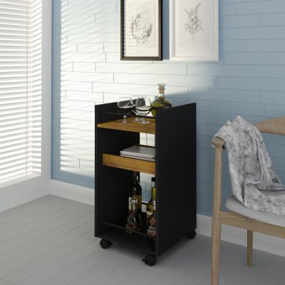 Naples Serving Cart - Black/Pine Effect