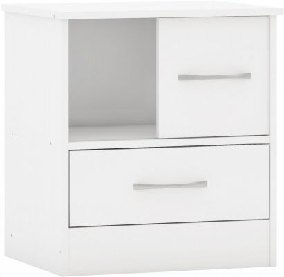 Nevada Sliding Door Bedside - White Gloss