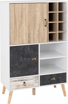 Nordic Wine Cabinet - White/Distressed Effectwh