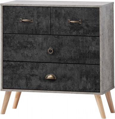 Nordic 2+2 Drawer Chest - Grey/Charcoal Concrete Effect