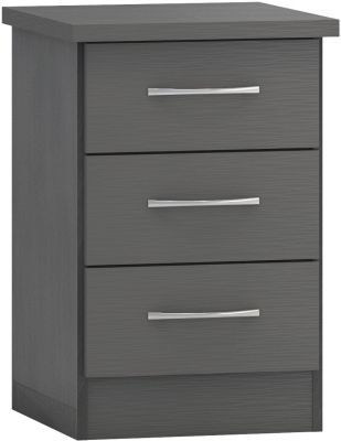 Nevada 3 Drawer Bedside - 3D Effect Grey