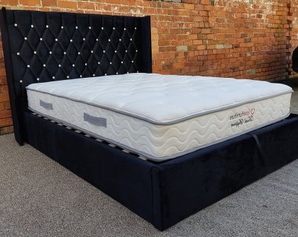 Viscountess Storage Plush Velvet Double Bed 4ft 6in - Black