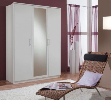 Osaka Mirrored 3 Door Wardrobe 135cm - White