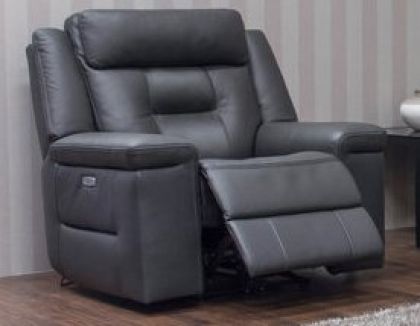 Osbourne Leather 1 Seater Recliner Sofa - Dark Grey